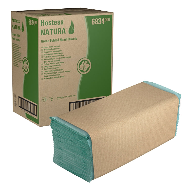 Papierhandtucher Hostess Natura PHT Interfold, 1-lagig, 37.2 x 21.6 cm, grun
