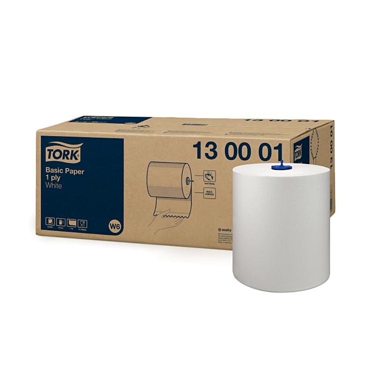 Papierwischtuch-Rolle Tork in weiss oder blau, 1-lagig, B 19.5cm, Länge 250m