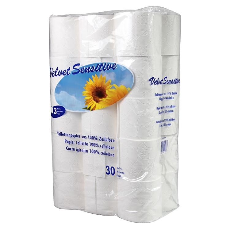 Toilettenpapier Velvet Sensitive 3-lagig 150 Cps. 9.8 x 11.5 cm