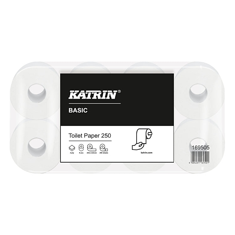 Toilettenpapier Katrin Basic Sack a 8x8=64 Rollen, 2-lagig 250 Coupons, naturweiss