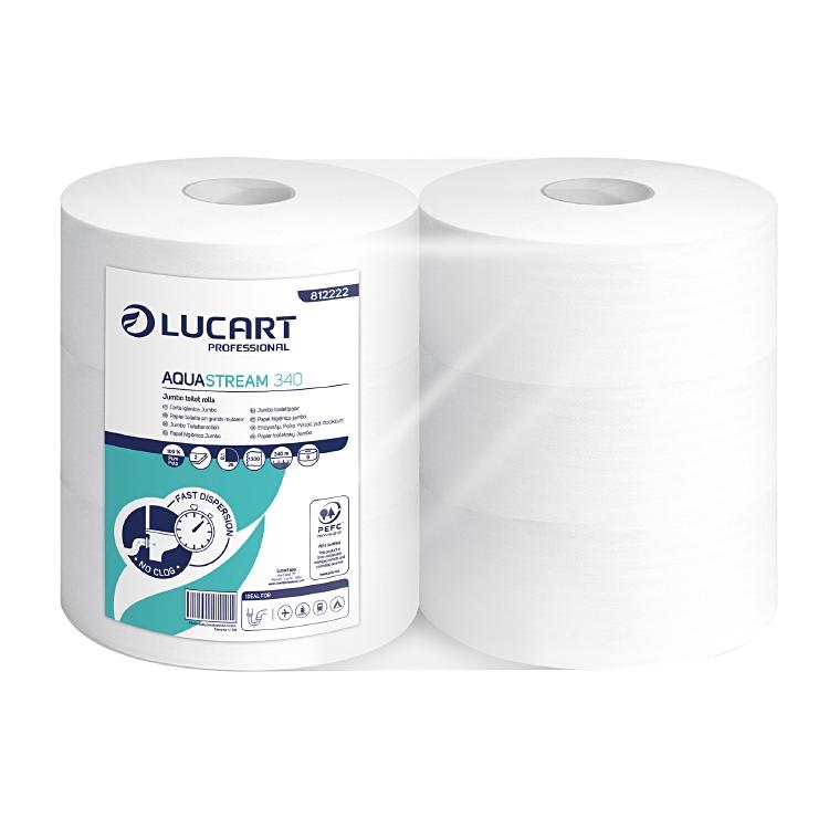 Toilettenpapier Jumbo LUCART Aquastream weiss 2-lagig Ø25.5 cm 340 m