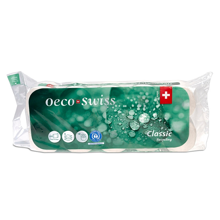 Toilettenpapier Oeco-Swiss Recycling 3-lagig 250 Cps. 9.5 x 11.5 cm 6x10 Rollen
