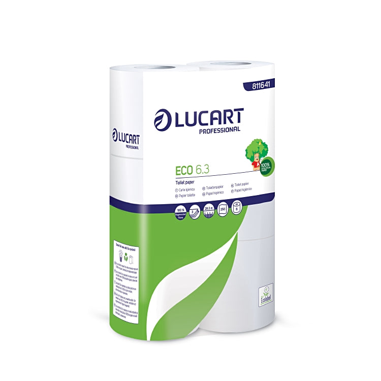 Toilettenpapier Eco 6.3 weiss 9.6x11cm, 250 Blatt, 3-lagig