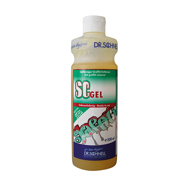 SC Graffiti-Entferner gelförmig in den Grössen 500ml Flasche / 5L Kanister / 10kg Eimer