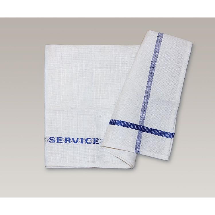 Servicetuch 50x70cm weiss/blau mit Einwebung SERVICE 49% Baumwolle, 51% Leinen