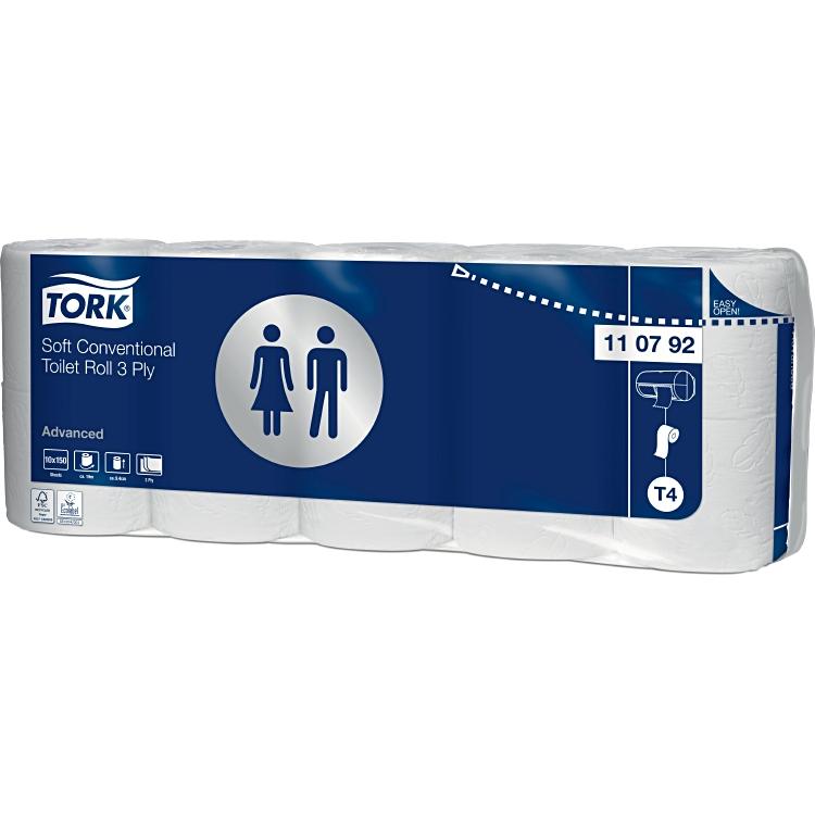 Tork Toilettenpapier Advanced 3-lagig, weiss im Sack a 7x10 Rollen