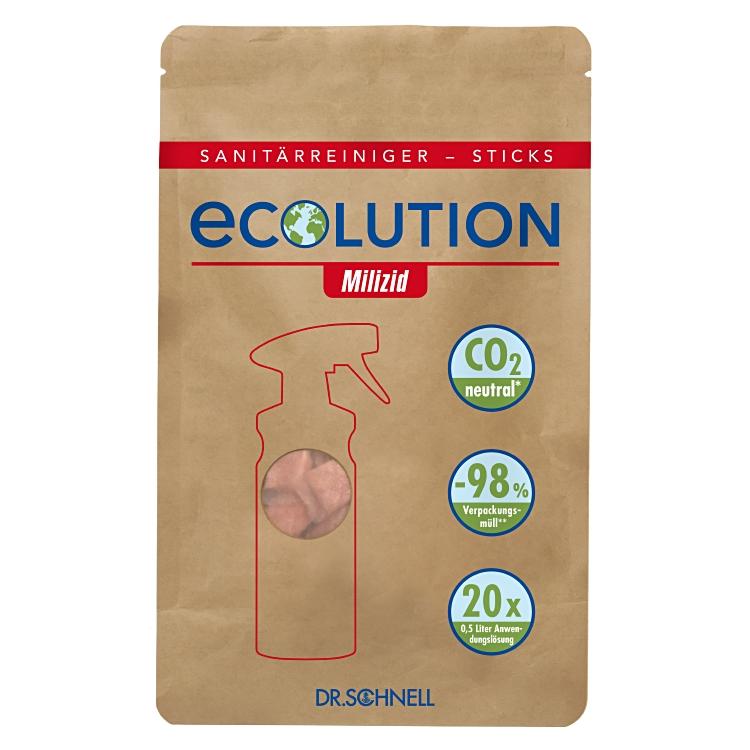 Ecolution Milizig Sticks Dr. Schnell, pulverformiger Reiniger, Beutel a 20 Sticks a 3g